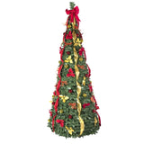 Artificial 7.5ft Green Pop Up Christmas Tree with 200 lights,18 Gold balls,18 Red balls,18 Gold 95341578