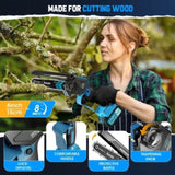 Mini Chainsaw 6 Inch Included 2Pcs Max 4.0Ah Battery, Upgraded Lightweight Handheld Chainsaw with 95670960