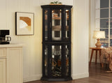 Lighted Corner Curio Cabinet - Glass Display Shelf with Tempered Glass Doors, Adjustable Shelving, W1758P300129