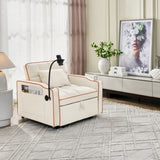 Convertible Sleeper Chair Sofa Adjustable Pull Out Sleeper Chair Multi-Pockets Folding Sofa W2353P206616