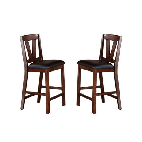 ZUN Dining Chairs with Black Faux Leather Seat, Walnut B016P222624