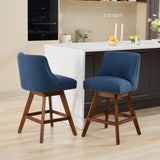Counter Height Swivel Barstools, 26'' H Seat Height Upholstered Bar Stools Set of 2, Fabric in Blue W1143P237897