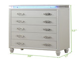 Perla 5 Drawer LED Chest Made with Wood in Milky White 659436134775