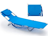 Folding Adjustable Chaise Lounge Chair, Portable Beach Lounge Chair with Backpack Straps & Side 83765864