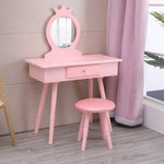 ZUN Children's Single Mirror Single Drawer Round Foot Dresser Pink 08591738