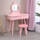 ZUN Children's Single Mirror Single Drawer Round Foot Dresser Pink 08591738