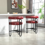 ZUN House Hold Bar Set of 2, Modern Bar Stool with Back, Black Metal Frames, Upholstered Bar W1588P194938