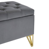 Fashion light Grey Velvet Fabric Upholstered large storage rectangular bench for Entryway W2082P176563
