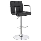 ZUN Black and Chrome Adjustable Bar Stool with Arms B062P145662