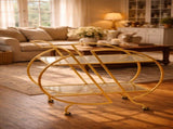 Gold Bar Carts for The Home Bar Serving Cart, Rolling Bar Cart Gold with Lockable Caster Wheels, W3123P480999