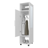 ZUN Summit Wardrobe in melamine with mirror,door and open storage B128P225195