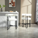 ZUN House Hold Bar Set of 2, Modern Bar Stool with Back, Black Metal Frames, Upholstered Bar W1588P194939