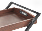 Lester 2-Tier Metal and Wood Bar Cart with Locking Casters, Black/Walnut 92086734