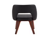 Mid-Century Modern Upholstered Chair in Walnut Bamboo and Black Faux Leather - Set of 2 B202P223663