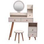 ZUN Stylish Vanity Table + Cushioned Stool, Touch Control LED Mirror, Large Capacity Storage Cabinet, 5 62148711