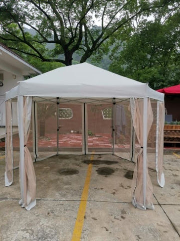 ZUN 13 Ft. W x 13 Ft. D x 9.2ft Pop-Up Gazebo Tent Outdoor Canopy Hexagonal Canopies Gazebos & Pergolas W65632230