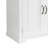 ZUN Bathroom Storage Cabinet with Doors and Drawer, Multiple Storage Space, Adjustable Shelf, White WF308204AAK