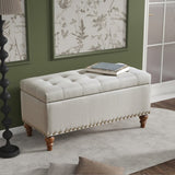 Ottoman storage bench, recessed support hinge top easy to open, rivet trim around, bedroom, W2941P242252