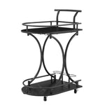 ZUN Black 2-Tier Bar Cart, Slide Bar Serving Cart, Retro Style Cart for Kitchen, Beverage Cart with W2167P177331