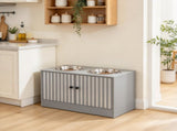 Elevated Dog Feeding Station with Storage Cabinet, 2 Stainless Steel Bowls & Slow Feeder for Large 27547625