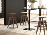 Spencer Minimalist Oak Wood Adjustable Bar Counter Stool, Walnut Brown Oak Wood B2719P252308