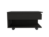 Babel Lift Top Coffee Table 15.3" H, Casters, One Shelf, Black, Living Room B097P407605