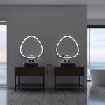 ZUN 32 x 32 in. Gunmetal Grey Framed Dimmable Anti-Fog LED Bathroom Vanity Mirror 39129063