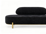 With Backrest, Gold Legs, Chenille Waiting Chair, 140*50*80cm, Black 28082880