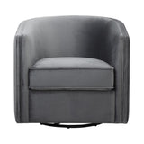 ZUN Classic Living Room Furniture 1pc Swivel Accent Chair Gray Velvet Upholstery Pleated Detail Solid B011P182501
