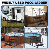 2 Step Ladder with Handrail, Swimming Pool Ladder Above Ground, 660 lb Load Capacity RV Steps with 92093589