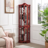 Curio Lighted Glass Display Curio w/Tempered Glass Doors and Shelves, Crown Corner W2275P178901