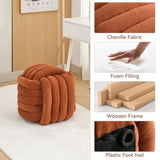 060-Chenille Fabric Modern Knot Design Ottoman Makeup Stool Footstool, Comfortable and Stylish Seat W527P239022