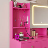 Barbie Pink Textured Particle Board with Melamine Laminate, Tempered Glass Top, Five-Drawer Dressing 78912246