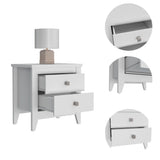 Amara Nightstand , End Table, Side Table Two Shelves, Four Legs -White B07091820