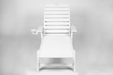 Lounge Chair with Side Table, 3-Piece Oversized Chaise Lounge Chair Setwith Wood Texture,White, All W2103P254668