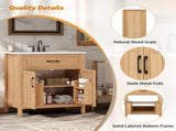 30" Bathroom Vanity with Resin Sink, Solid Wood Frame Bathroom Sink with Adjustable Shelf, N710P405952P