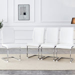 ZUN Luxury Simple Arch Chair - Set of 4 White PU Material High Resilience Dining Chair with Arched Metal W1151P154858