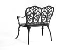 ZUN Patio Garden Bench Metal Park Bench Cast Aluminum Outdoor Furniture with Floral Rose for W640P250978