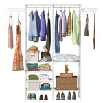 ZUN Metal Garment Rack Shoe Clothing Organizer Shelves Freestanding Multifunctional Clothes Wardrobe 98460344