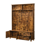 ZUN ON-TREND Modern Style Hall Tree with Storage Cabinet and 2 Large Drawers, Widen Mudroom Bench with 5 WF306450AAP