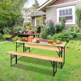 ZUN Picnic Combo 3PCS Set, 5.8FT Wood Table and Bench Set 42884483