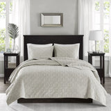 3 Piece Velvet Quilt Set Ivory Full/Queen B03597469