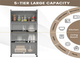 5-Tier Rolling Microwave Stand Flip Dust-Proof Doors 4 Casters with Brakes Kitchen Storage Rack Gray 84776425