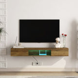 ZUN Floating TV, Wall Mounted TV Shelf with LED lights & Power Outlet,Wall Mounted Floating 65" TV W1321P188134