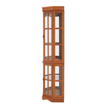 Corner Curio Cabinet with 5 Shelves and Lighting System, Oak W1693P183979