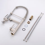 Heavy Duty Commercial Style Kitchen Sink Faucet, Single Handle Pre-Rinse Spring Sprayer Kitchen W1932P172317