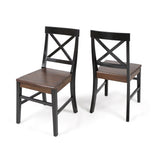 ZUN Roshan Farmhouse Acacia Wood Dining Chairs, Black / Walnut 62888.00BWALN