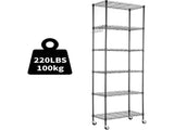 6-Tier 72"H Metal Storage Rack with Wheels, Slim Wire Shelving Unit for Pantry Kitchen Bathroom, 66540375