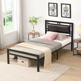 Twin Size metal bed Sturdy System Metal Bed Frame, Modern style and comfort to any bedroom, black W2297P347753
