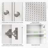 White two door rattan storage cabinet with adjustable partition, medieval modern independent buffet W1706P280678